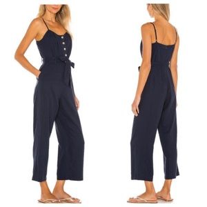 Rails harper blue linen button jumpsuit